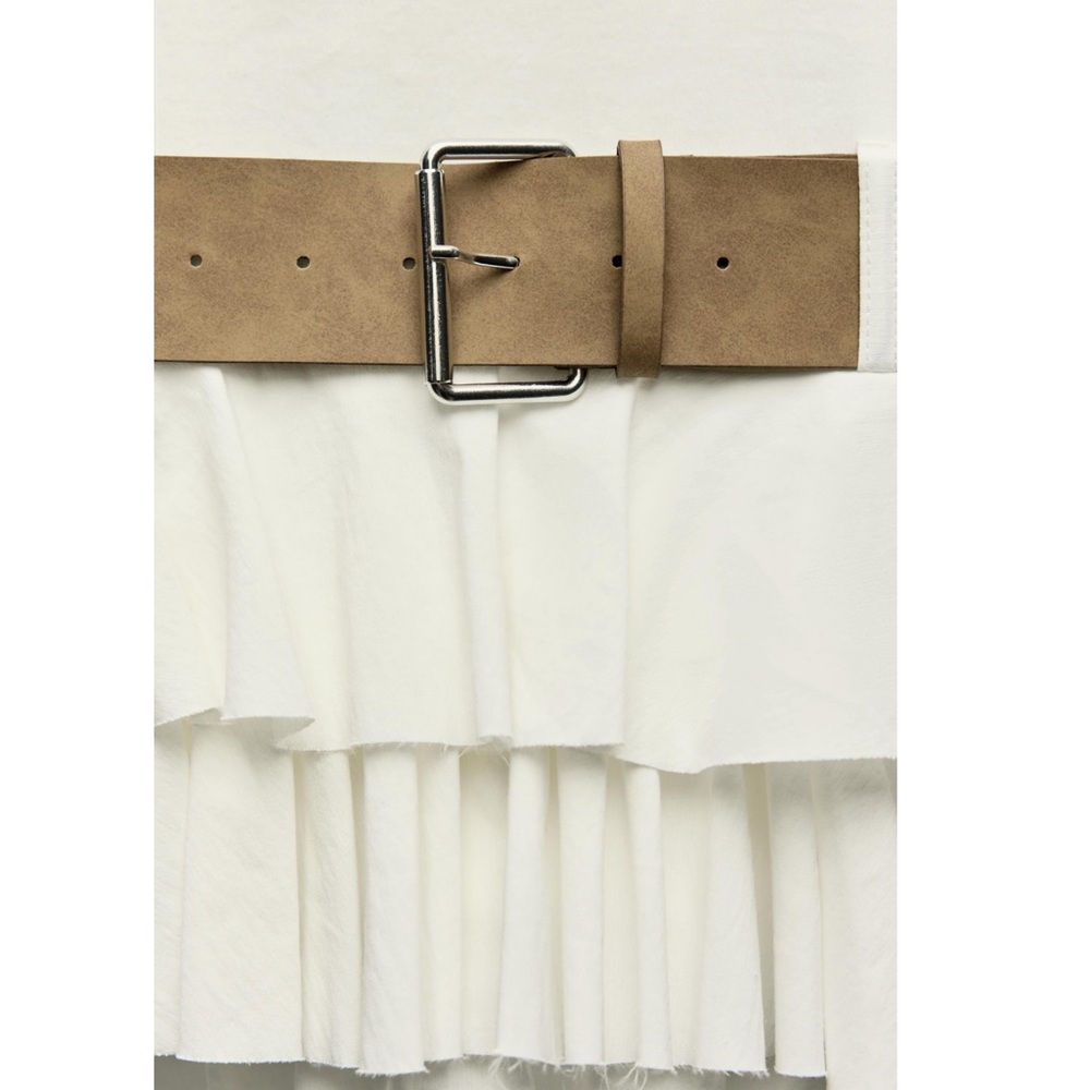 Zara Cream Ruffled Mini Dress - Picture 8 of 9